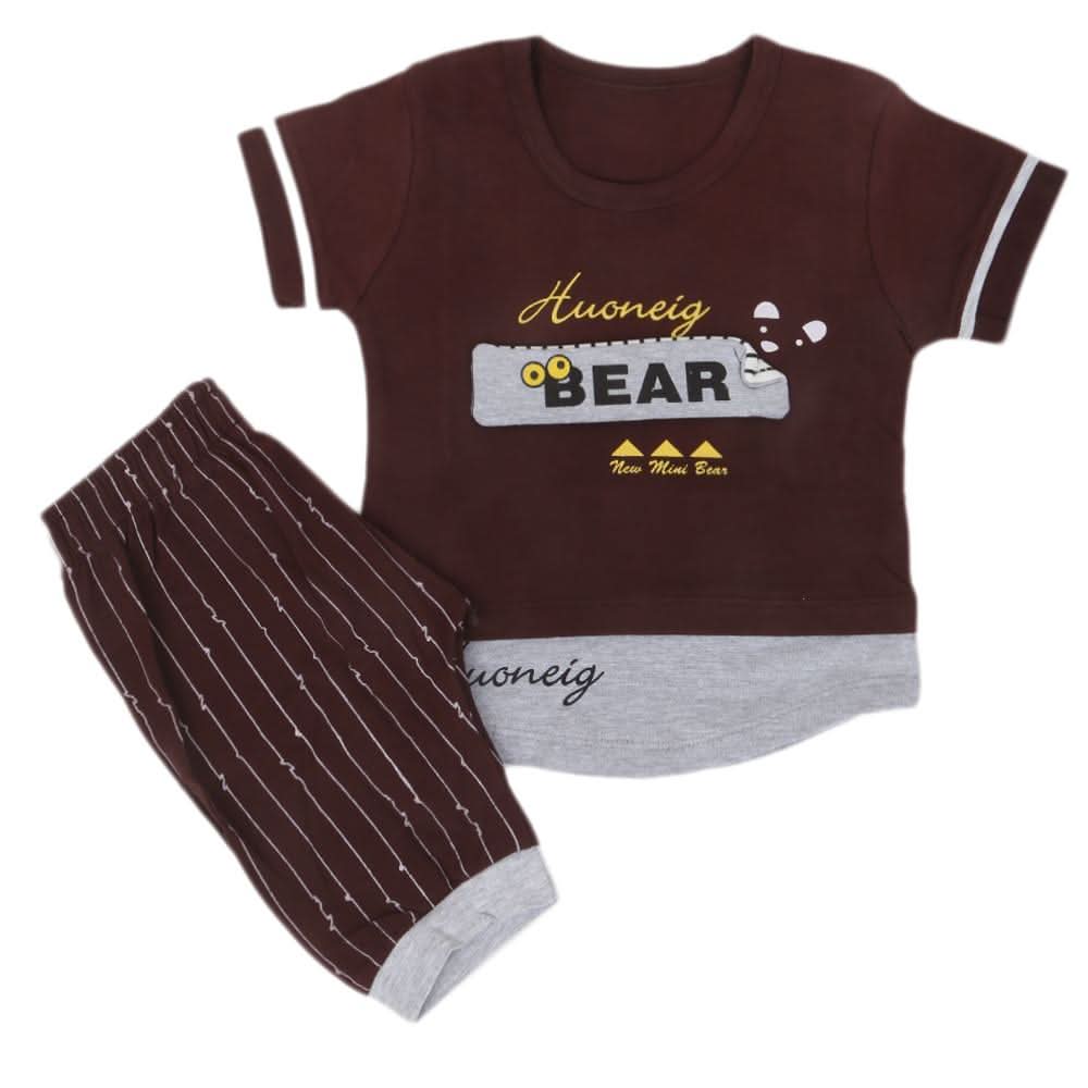 Boys Half Sleeves Suit  31863 - Dark Brown, Kids, Boys Sets And Suits, Chase Value, Chase Value