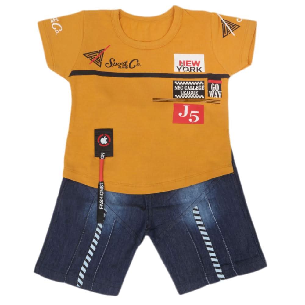 Boys Half Sleeves Suit  31871 - Mustard, Kids, Boys Sets And Suits, Chase Value, Chase Value