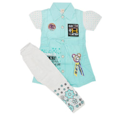 Girls Half Sleeves Suit  6784 - Cyan, Kids, Girls Sets And Suits, Chase Value, Chase Value
