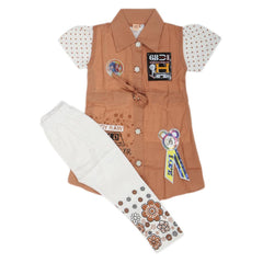 Girls Half Sleeves Suit  6784 - Light Brown, Kids, Girls Sets And Suits, Chase Value, Chase Value