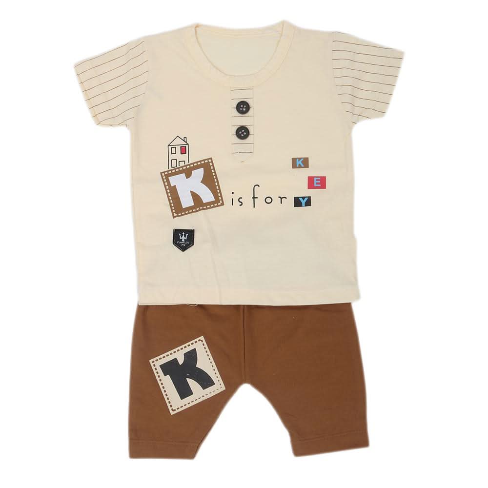 Newborn Boys Half Sleeves Suit  32785 - Fawn, Kids, NB Boys Sets And Suits, Chase Value, Chase Value