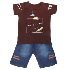 Newborn Boys Half Sleeves Suit - Dark Brown, Kids, NB Boys Sets And Suits, Chase Value, Chase Value