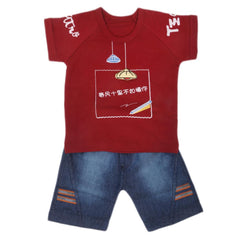 Newborn Boys Half Sleeves Suit - Maroon, Kids, NB Boys Sets And Suits, Chase Value, Chase Value
