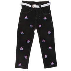 Girls Sequence Denim Pant - Black, Kids, Girls Pants And Capri, Chase Value, Chase Value