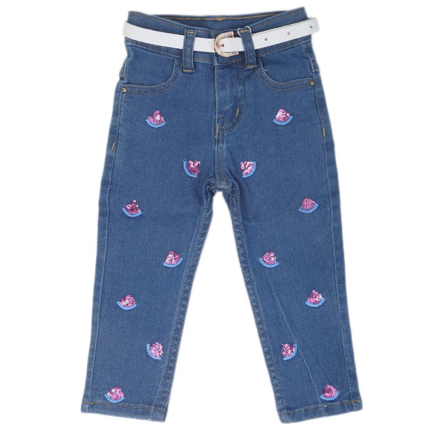 Girls Sequence Denim Pant - Blue, Kids, Girls Pants And Capri, Chase Value, Chase Value