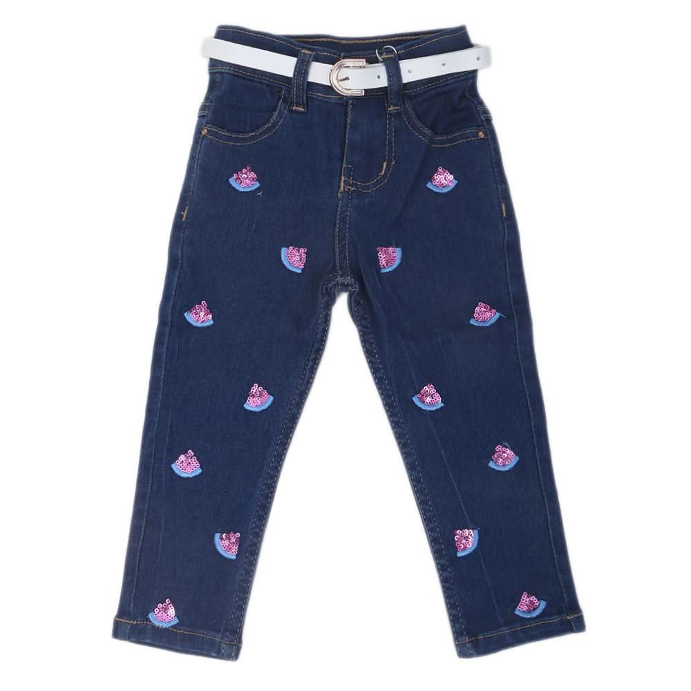 Girls Sequence Denim Pant 500  - Dark Blue, Kids, Girls Pants And Capri, Chase Value, Chase Value
