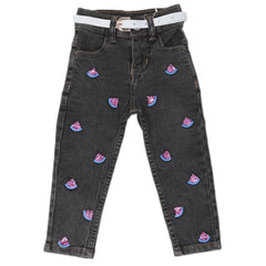 Girls Sequence Denim Pant - Grey, Kids, Girls Pants And Capri, Chase Value, Chase Value