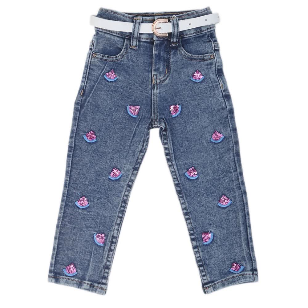Girls Sequence Denim Pant - Light Blue, Kids, Girls Pants And Capri, Chase Value, Chase Value