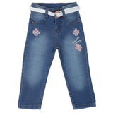 Girls Applique Denim Pant 534  - Blue, Kids, Girls Pants And Capri, Chase Value, Chase Value