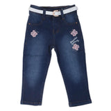 Girls Applique Denim Pant 534  - Dark Blue, Kids, Girls Pants And Capri, Chase Value, Chase Value
