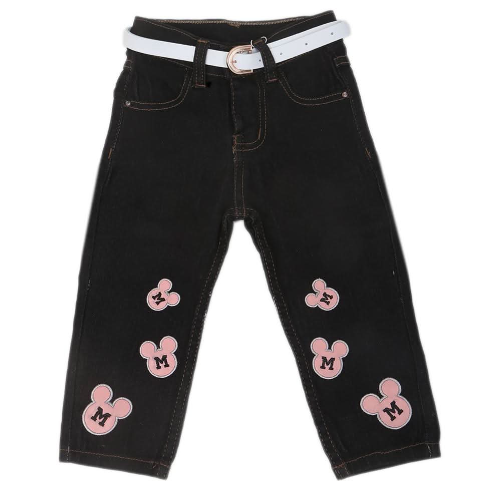 Girls Applique Denim Pant 535  - Black, Kids, Girls Pants And Capri, Chase Value, Chase Value