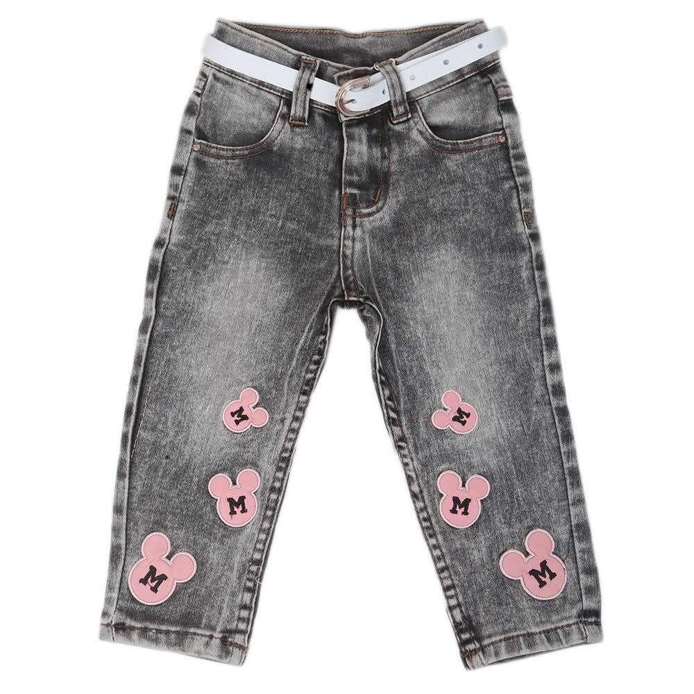 Girls Applique Denim Pant 535  - Grey, Kids, Girls Pants And Capri, Chase Value, Chase Value