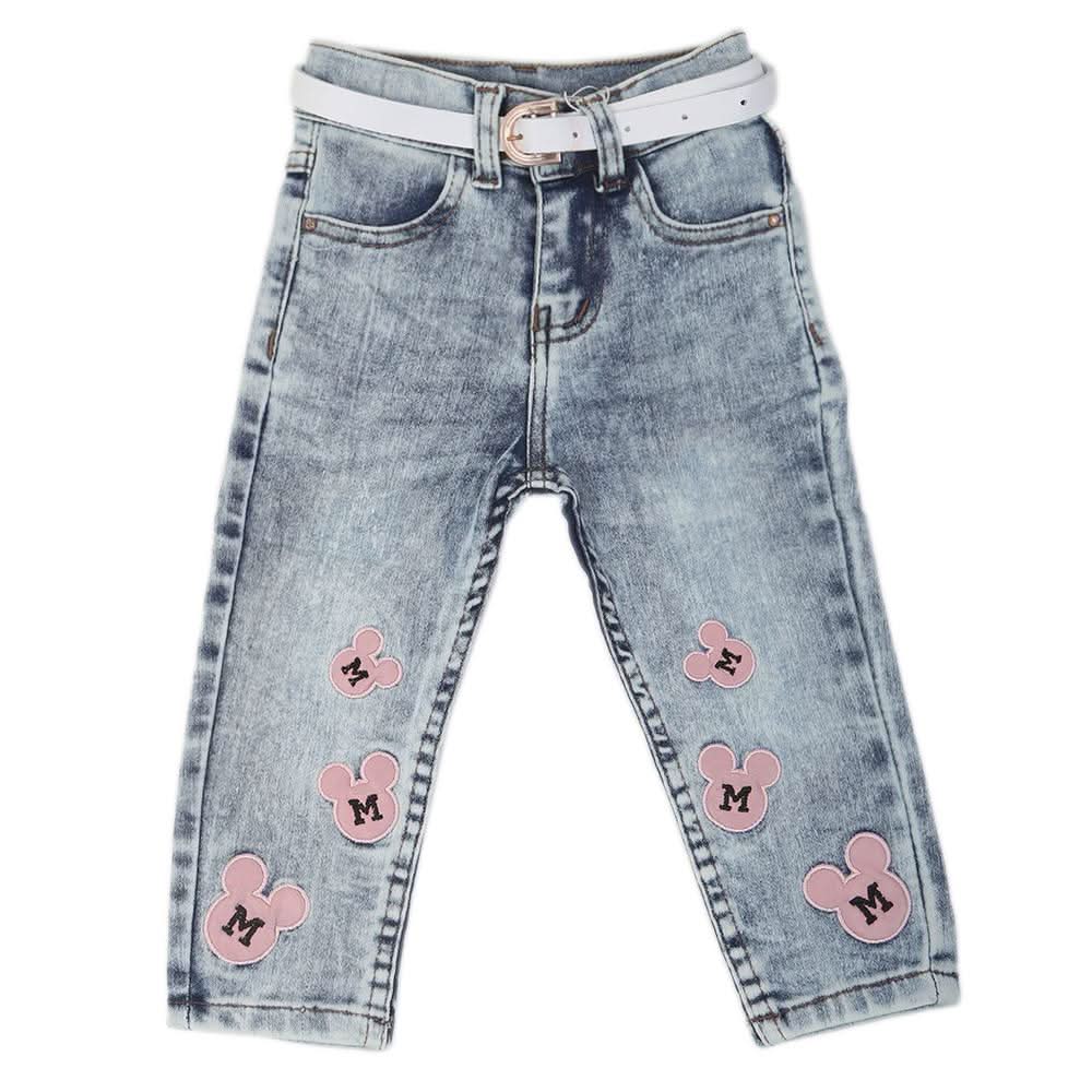 Girls Applique Denim Pant 535  - Light Blue, Kids, Girls Pants And Capri, Chase Value, Chase Value