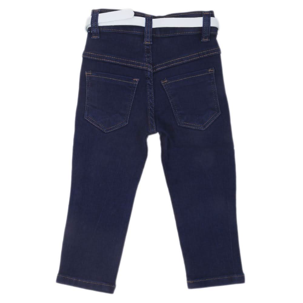 Girls Embroidered Denim Pant - Dark Blue, Kids, Girls Pants And Capri, Chase Value, Chase Value