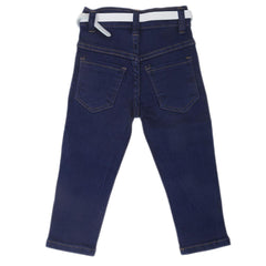 Girls Embroidered Denim Pant - Navy Blue, Kids, Girls Pants And Capri, Chase Value, Chase Value