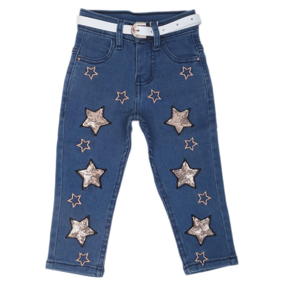 Girls Sequence Denim Pant 528  - Blue, Kids, Girls Pants And Capri, Chase Value, Chase Value