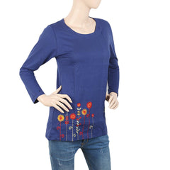 Women's  Bottom Embroided Top  ( Zel) - Navy Blue, Women, T-Shirts And Tops, Chase Value, Chase Value