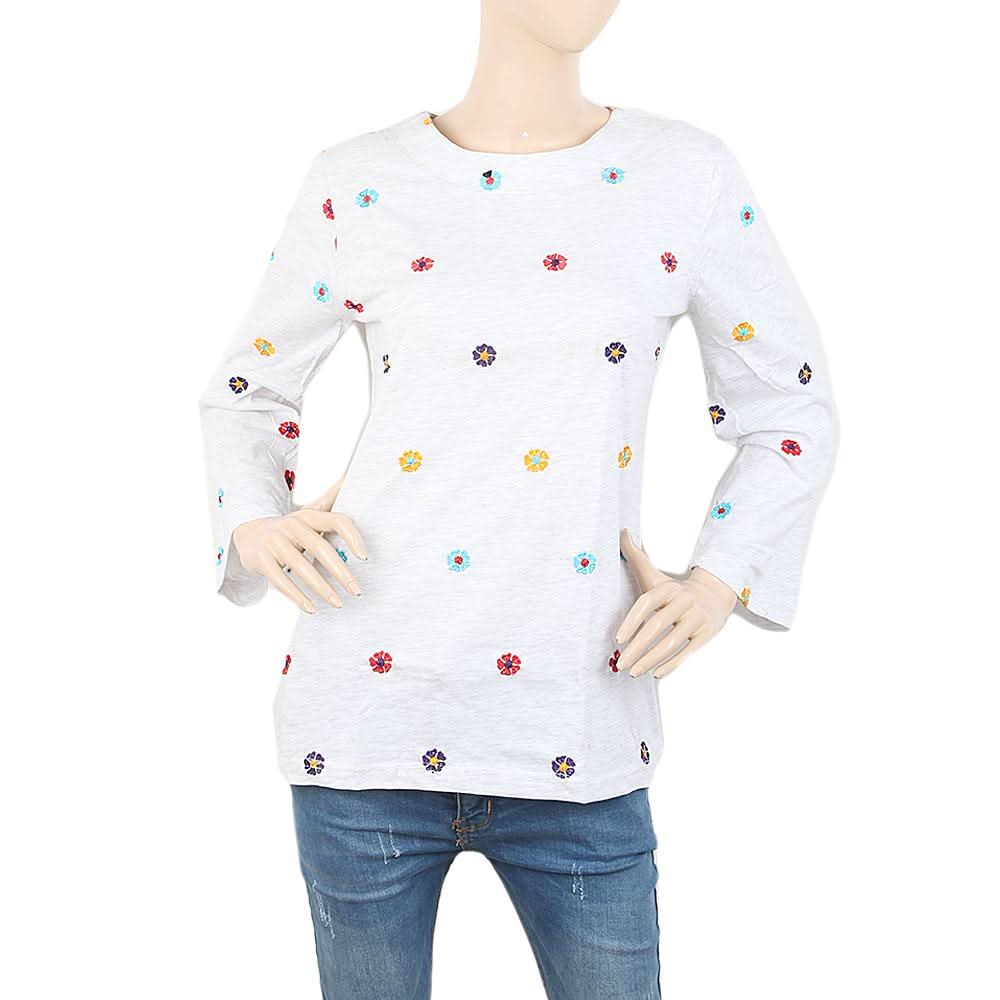 Women's Embroided Top - Grey, Women, T-Shirts And Tops, Chase Value, Chase Value
