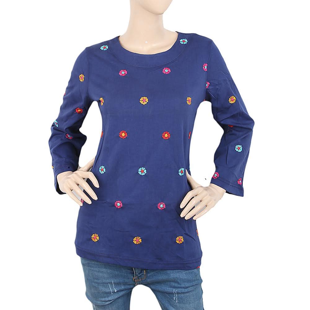 Women's Embroided Top - Navy Blue, Women, T-Shirts And Tops, Chase Value, Chase Value