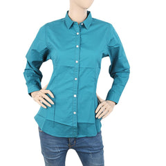 Women's Plain Casual Shirt - Steel Blue, Women, T-Shirts And Tops, Chase Value, Chase Value