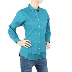 Women's Plain Casual Shirt - Steel Blue, Women, T-Shirts And Tops, Chase Value, Chase Value