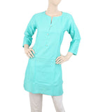 Women's Plain Dobby Kurti -Wqb-5026-M - Cyan, Women, Ready Kurtis, Chase Value, Chase Value