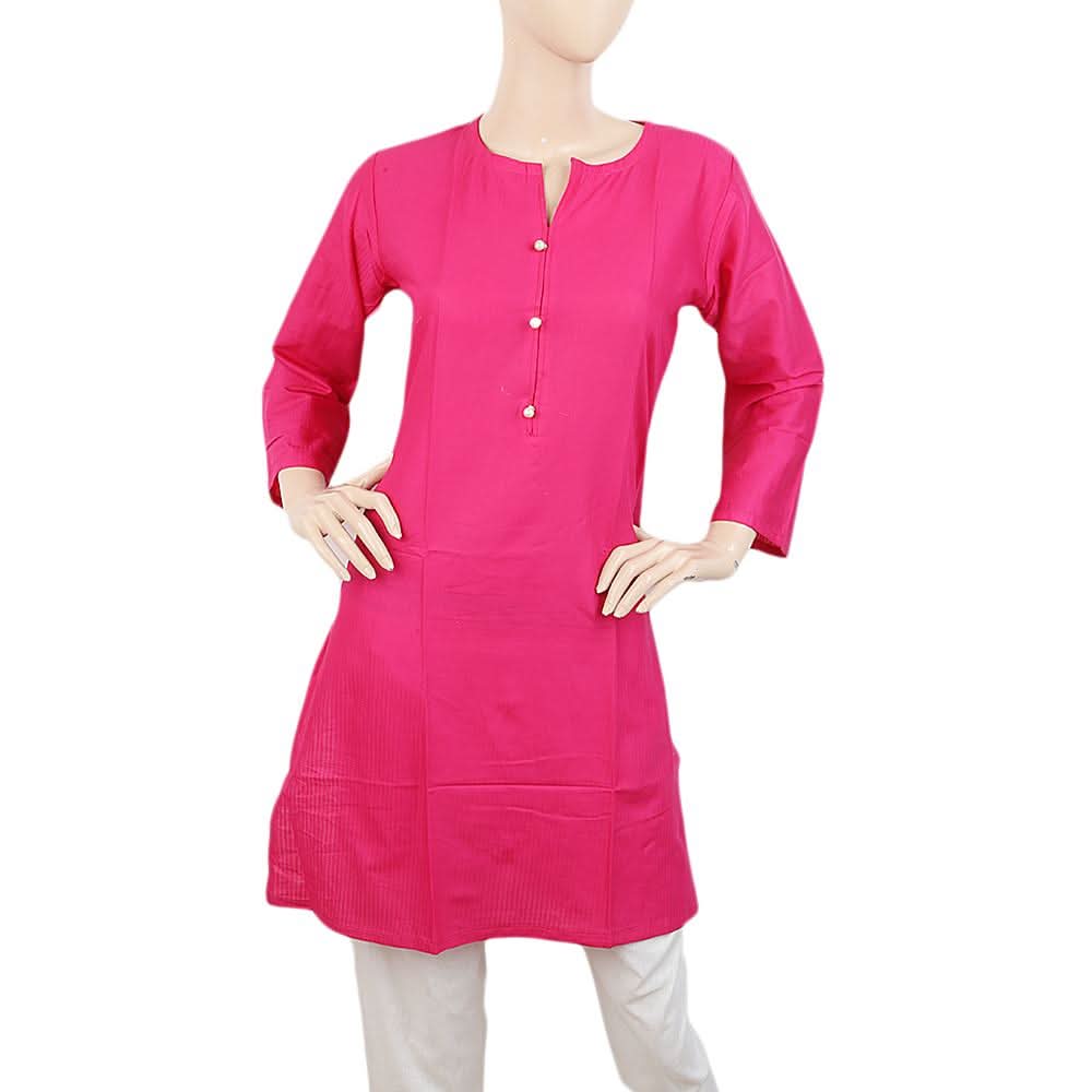 Women's Plain Dobby Kurti -Wqb-5026-M - Dark Pink, Women, Ready Kurtis, Chase Value, Chase Value