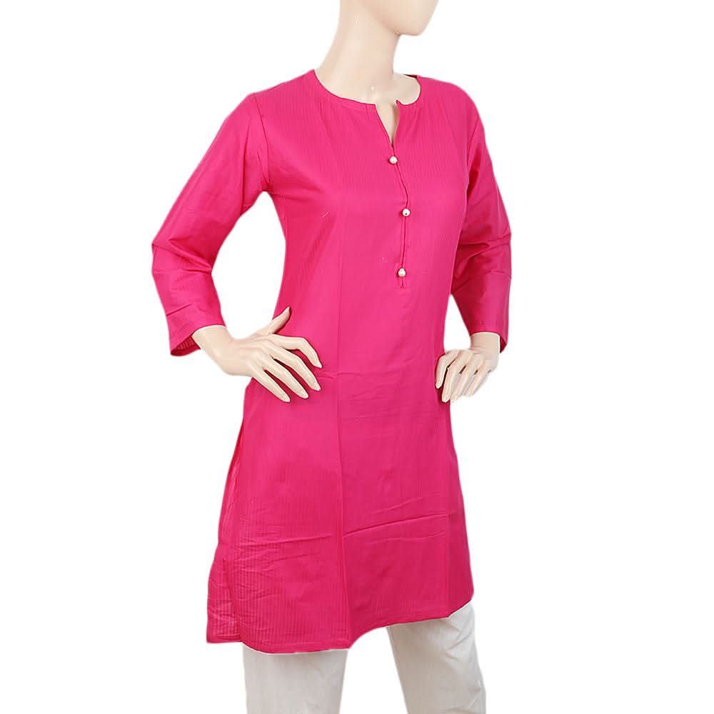 Women's Plain Dobby Kurti -Wqb-5026-M - Dark Pink, Women, Ready Kurtis, Chase Value, Chase Value
