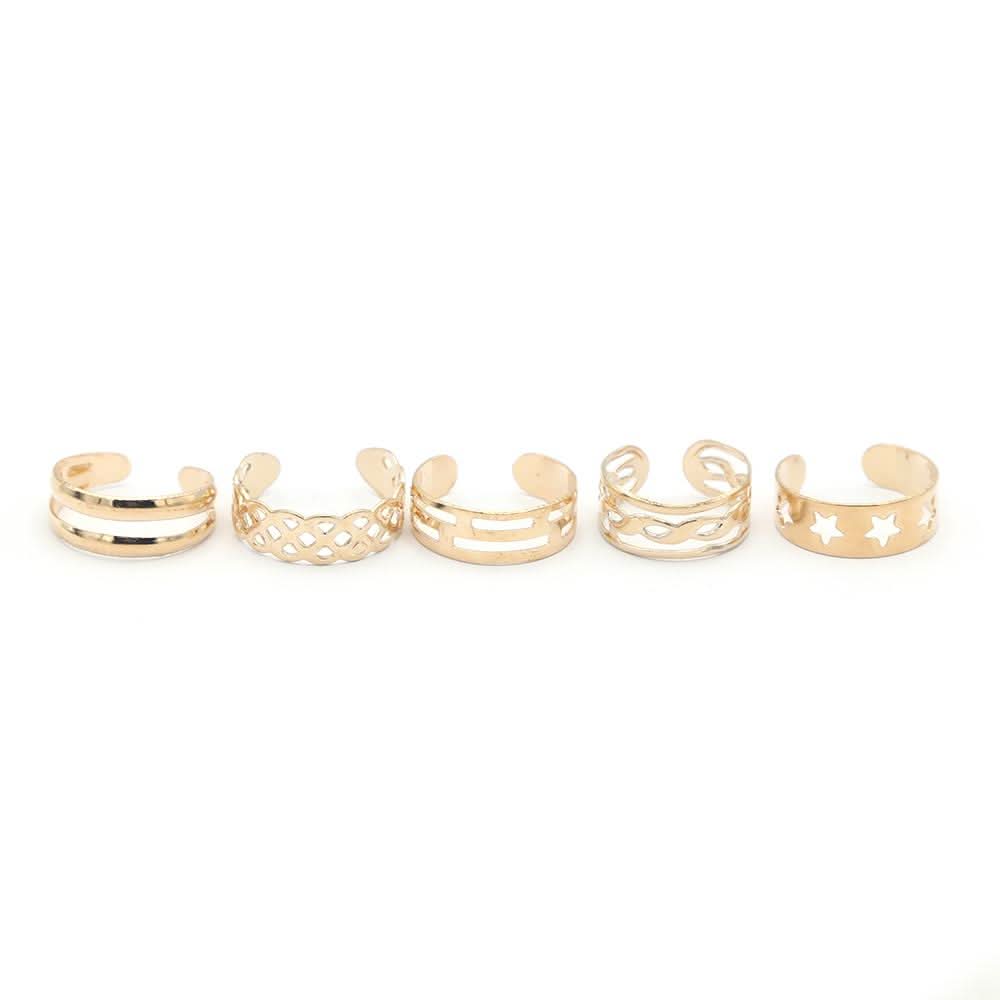 Women's 5Pc Ring - Golden, Women, Finger Rings, Chase Value, Chase Value