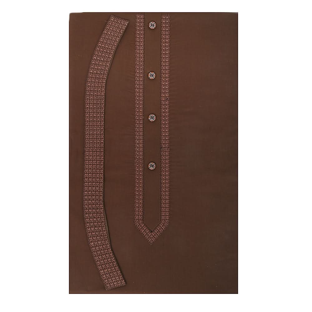 Men's Mashriq Embroidered Un-Stitched Suit - Brown, Men, Unstitched Fabric, Chase Value, Chase Value