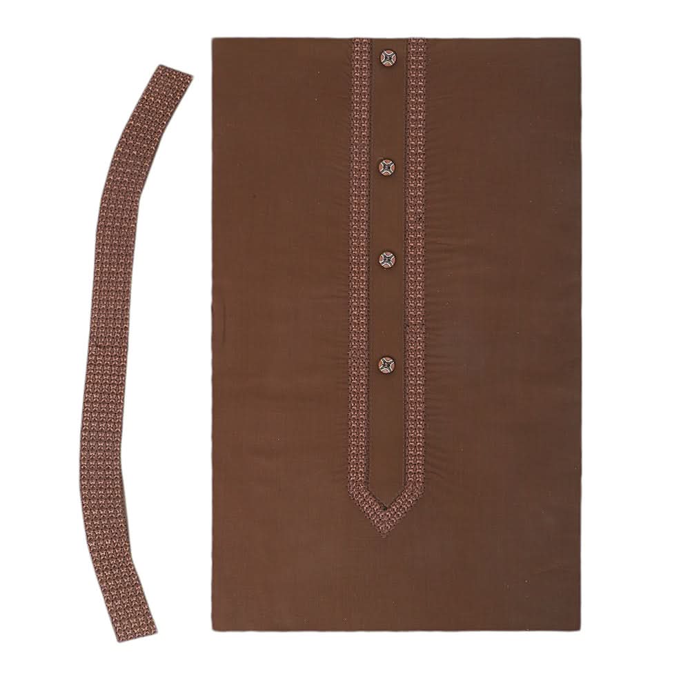Men's Mashriq Embroidered Un-Stitched Suit - Brown, Men, Unstitched Fabric, Chase Value, Chase Value