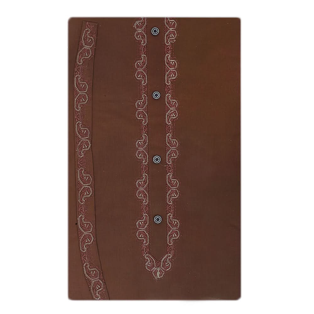 Men's Mashriq Embroidered Un-Stitched Suit - Brown, Men, Unstitched Fabric, Chase Value, Chase Value