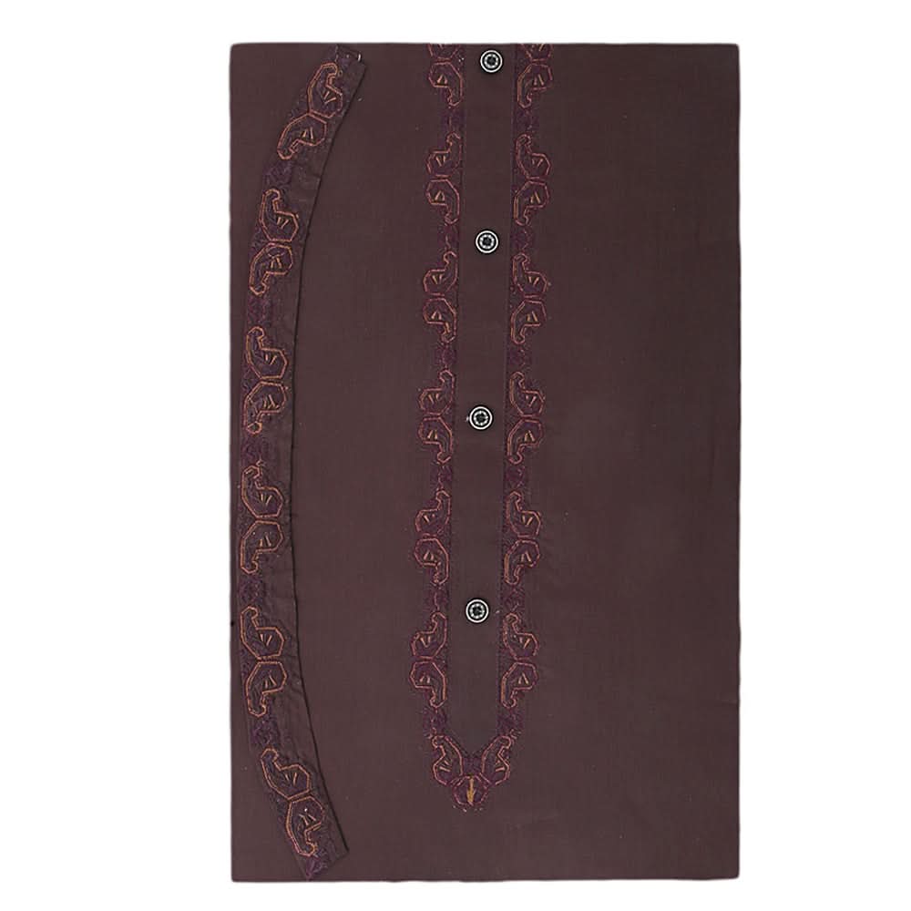 Men's Mashriq Embroidered Un-Stitched Suit - Brown, Men, Unstitched Fabric, Chase Value, Chase Value