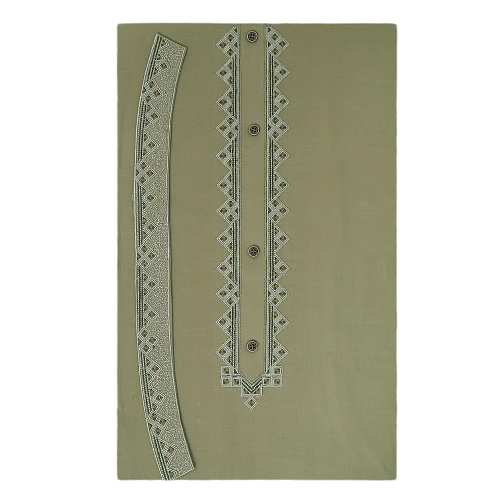 Men's Mashriq Embroidered Un-Stitched Suit - Dark-Green, Men, Unstitched Fabric, Chase Value, Chase Value