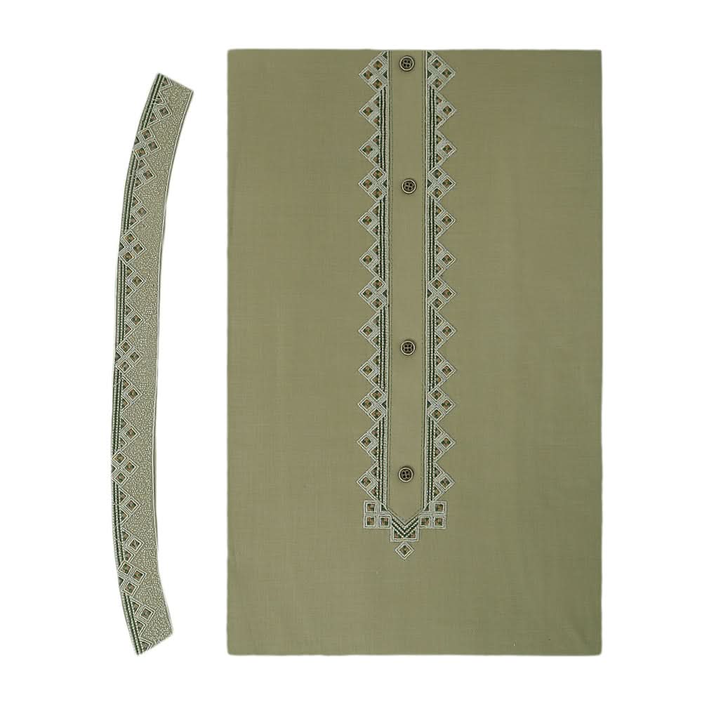 Men's Mashriq Embroidered Un-Stitched Suit - Dark-Green, Men, Unstitched Fabric, Chase Value, Chase Value