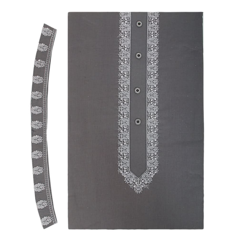 Men's Mashriq Embroidered Un-Stitched Suit - Dark-Grey, Men, Unstitched Fabric, Chase Value, Chase Value
