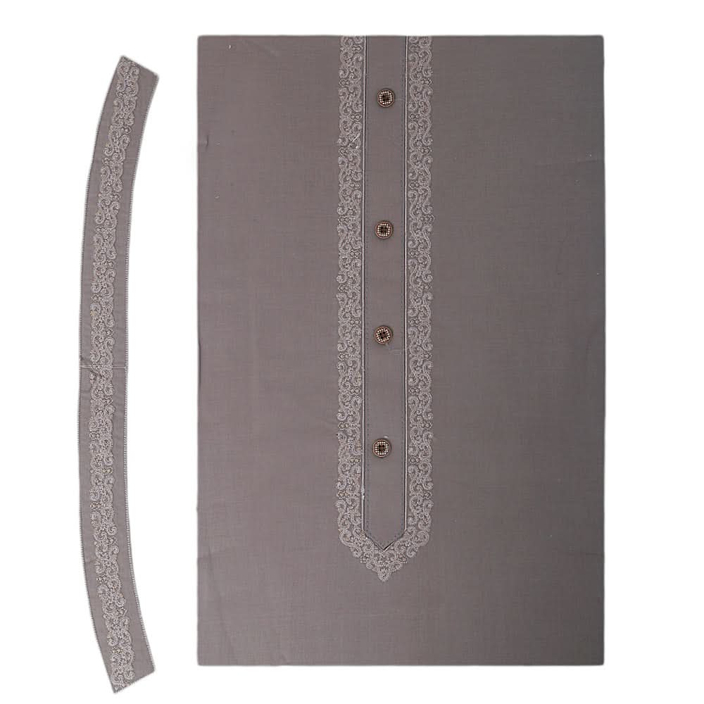 Men's Mashriq Embroidered Un-Stitched Suit - Dark-Grey, Men, Unstitched Fabric, Chase Value, Chase Value