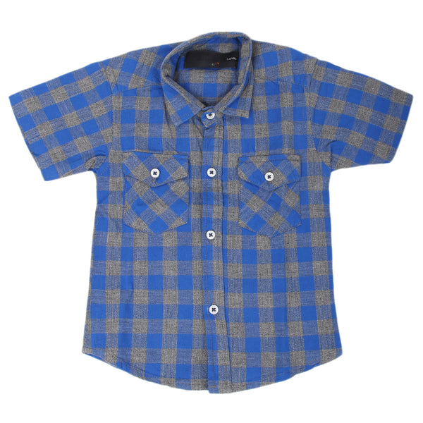 Boys Casual Check Half Sleeves Shirt - Blue, Kids Clothes, Chase Value, Chase Value