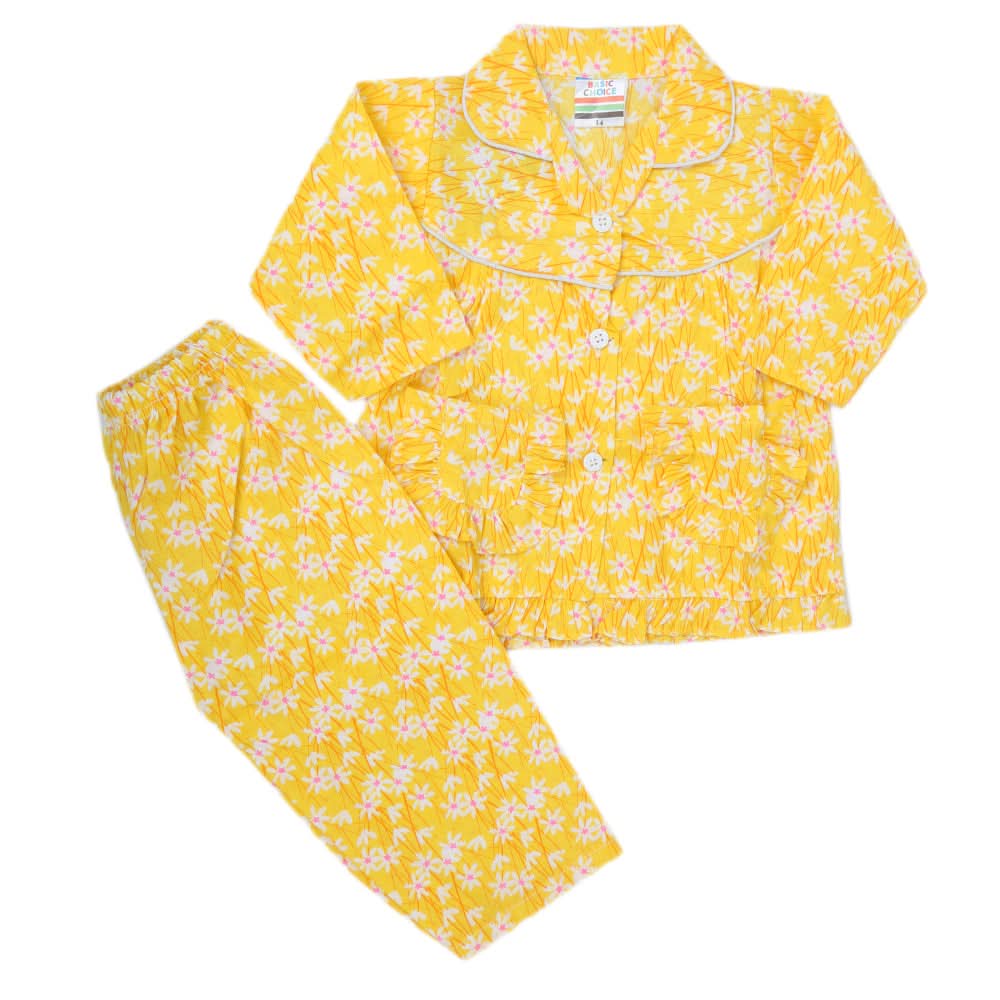 Girls Full Sleeves Night Suit - Yellow, Kids, Girls Sets And Suits, Chase Value, Chase Value