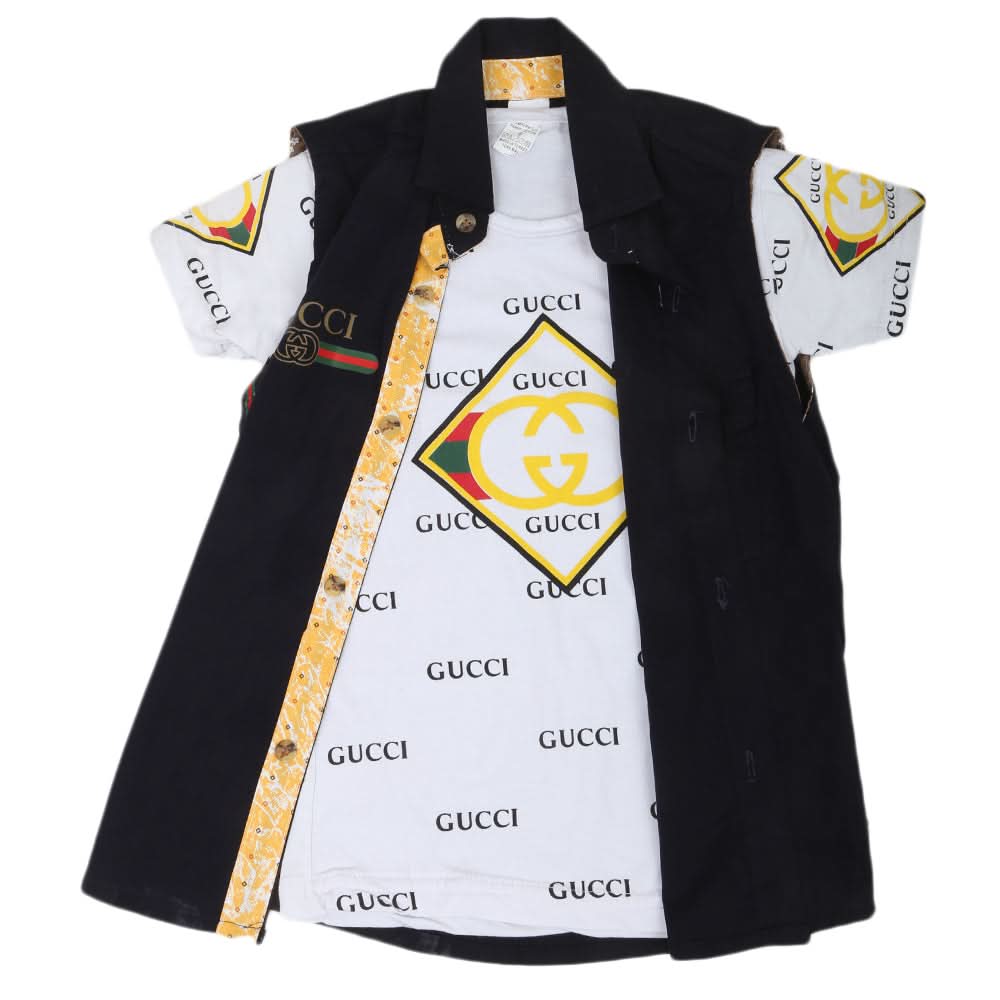 Boys Casual 2 Pcs Half Sleeves Shirt I40 - Black, Kids, Boys Shirts, Chase Value, Chase Value