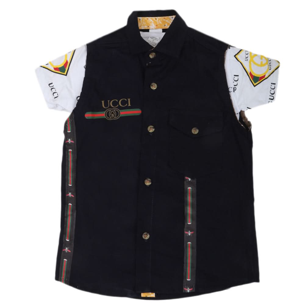 Boys Casual 2 Pcs Half Sleeves Shirt I40 - Black, Kids, Boys Shirts, Chase Value, Chase Value