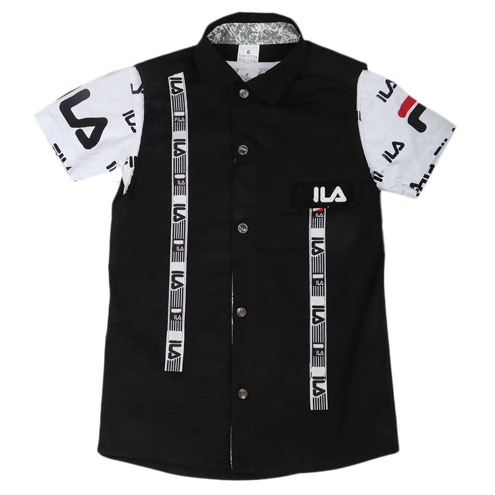 Boys Casual 2 Pcs Half Sleeves Shirt I40 - Black, Kids, Boys Shirts, Chase Value, Chase Value