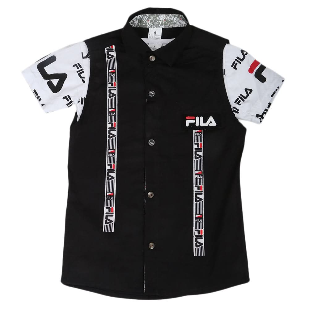 Boys Casual 2 Pcs Half Sleeves Shirt I40 - Black, Kids, Boys Shirts, Chase Value, Chase Value