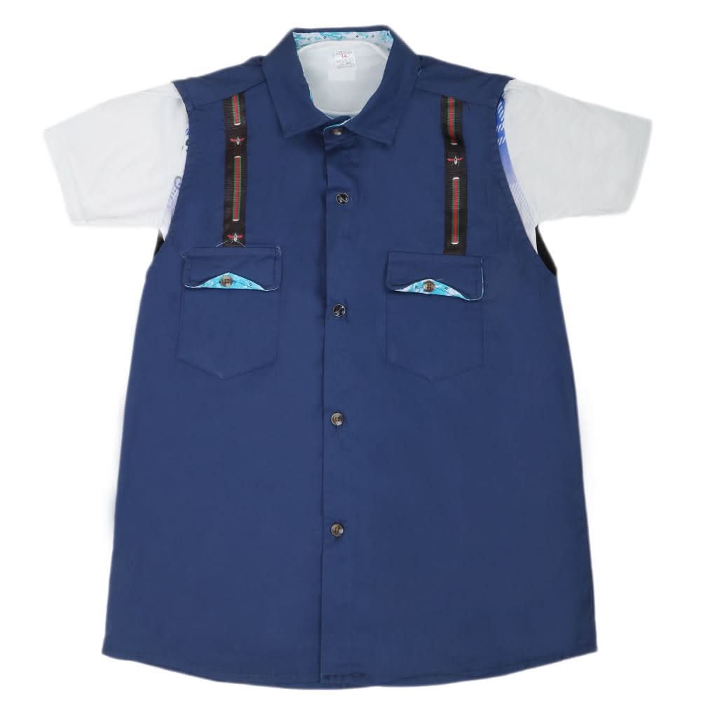 Boys Casual 2 Pcs Half Sleeves Shirt I40 - Blue, Kids, Boys Shirts, Chase Value, Chase Value