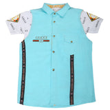 Boys Casual 2 Pcs Half Sleeves Shirt I40 - Cyan, Kids, Boys Shirts, Chase Value, Chase Value