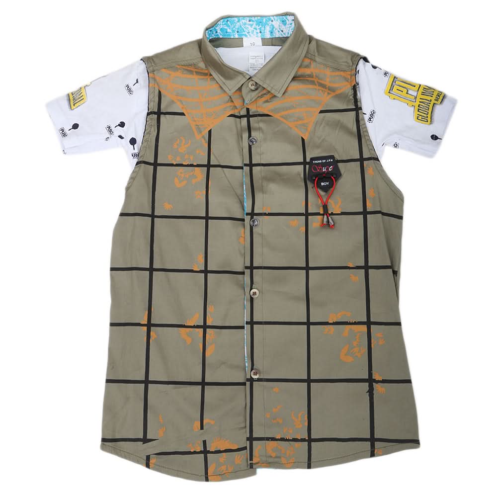 Boys Casual 2 Pcs Half Sleeves Shirt I40 - Green, Kids, Boys Shirts, Chase Value, Chase Value