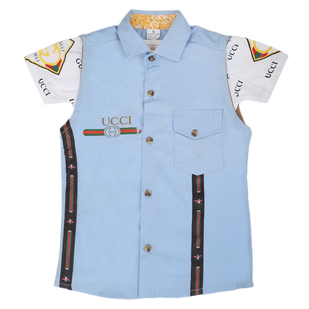 Boys Casual 2 Pcs Half Sleeves Shirt I40 - Light Blue, Kids, Boys Shirts, Chase Value, Chase Value