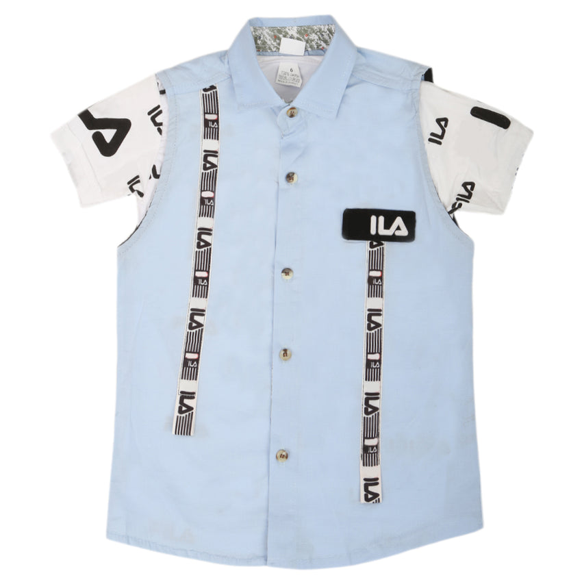 Boys Casual 2 Pcs Half Sleeves Shirt I40 - Light Blue, Kids, Boys Shirts, Chase Value, Chase Value