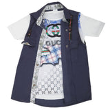 Boys Casual 2 Pcs Half Sleeves Shirt I40 - Navy Blue, Kids, Boys Shirts, Chase Value, Chase Value