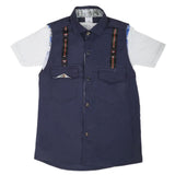 Boys Casual 2 Pcs Half Sleeves Shirt I40 - Navy Blue, Kids, Boys Shirts, Chase Value, Chase Value